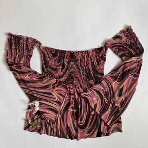 Y2K pink swirl print top